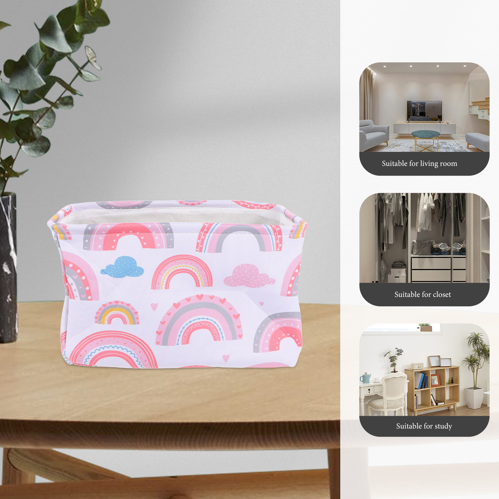 Baby Nursery Books - Rainbow Fabric Storage Basket Rectangular Organizer