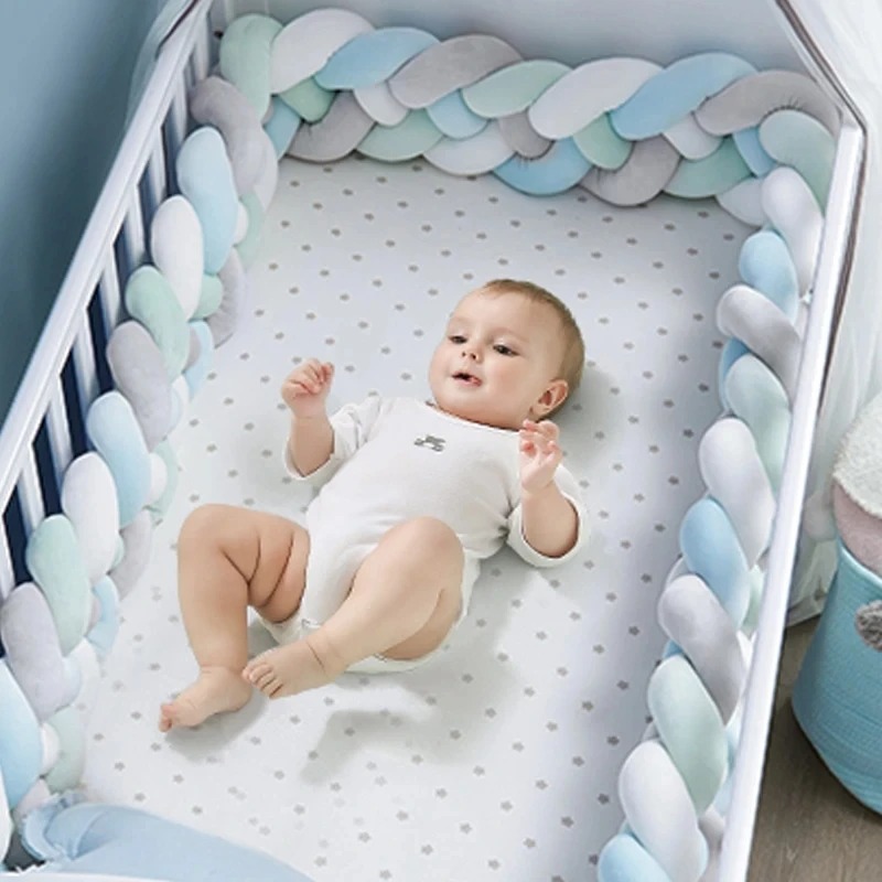 Baby Nursery Cushion - 1M/2M/3.6M Baby Crib Protector Knot Baby