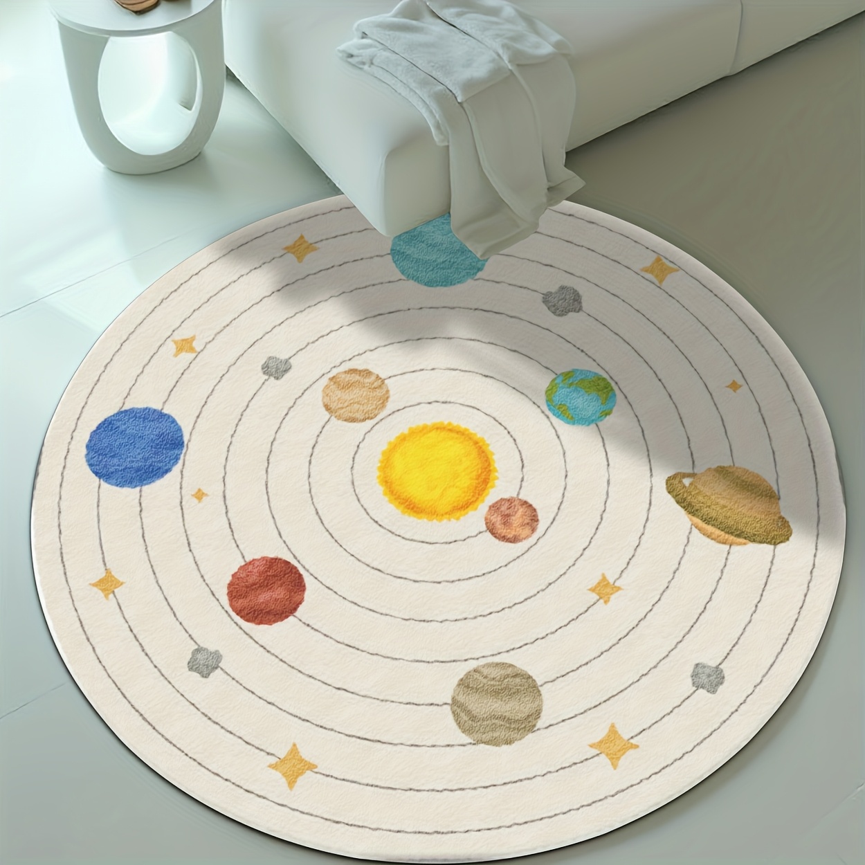 Baby Nursery Cushion - Cute Round Solar System Planets Nursery
