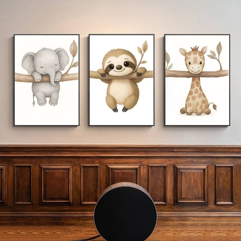 Baby Nursery Wallpaper Neutral - Neutral Boho Safari Baby Animal Wall