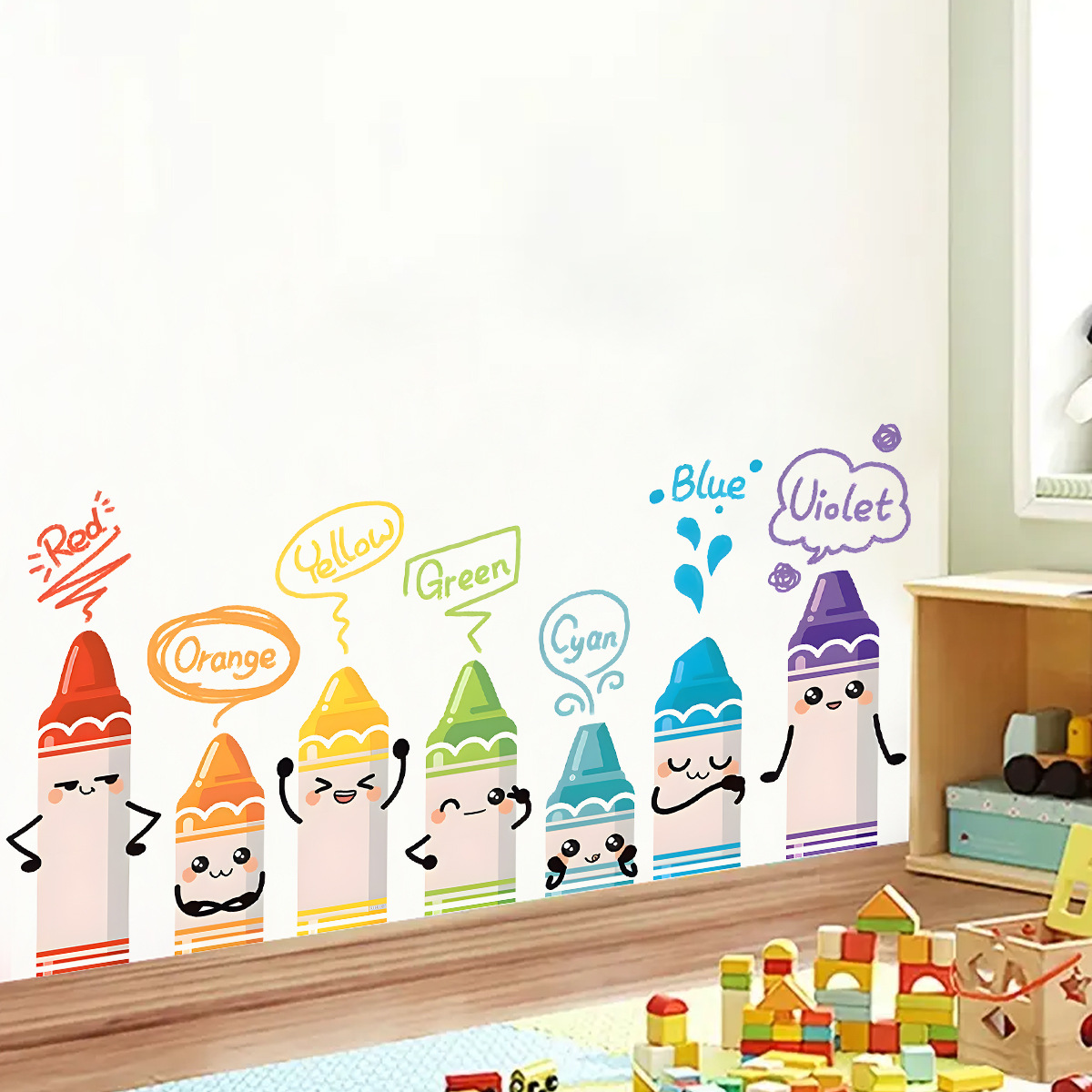 Baby Nursery Stickers - Cartoon Cute Colorful Crayon Pattern Wall