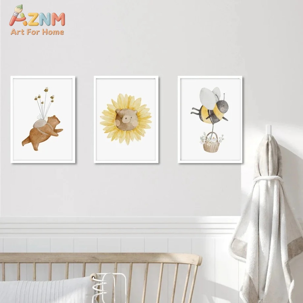 AZNM Watercolor Bear Fox Anima - Baby Nursery Frames 评论和价格