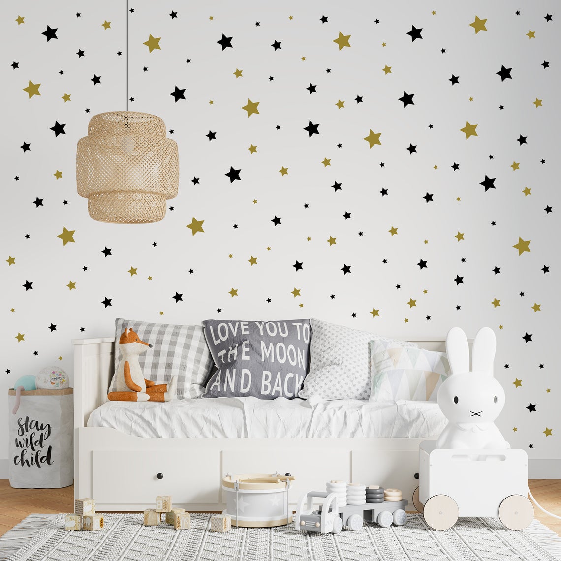 Cartoon 65Pcs Star Wall Sticke - Baby Nursery Stickers 评论和价格