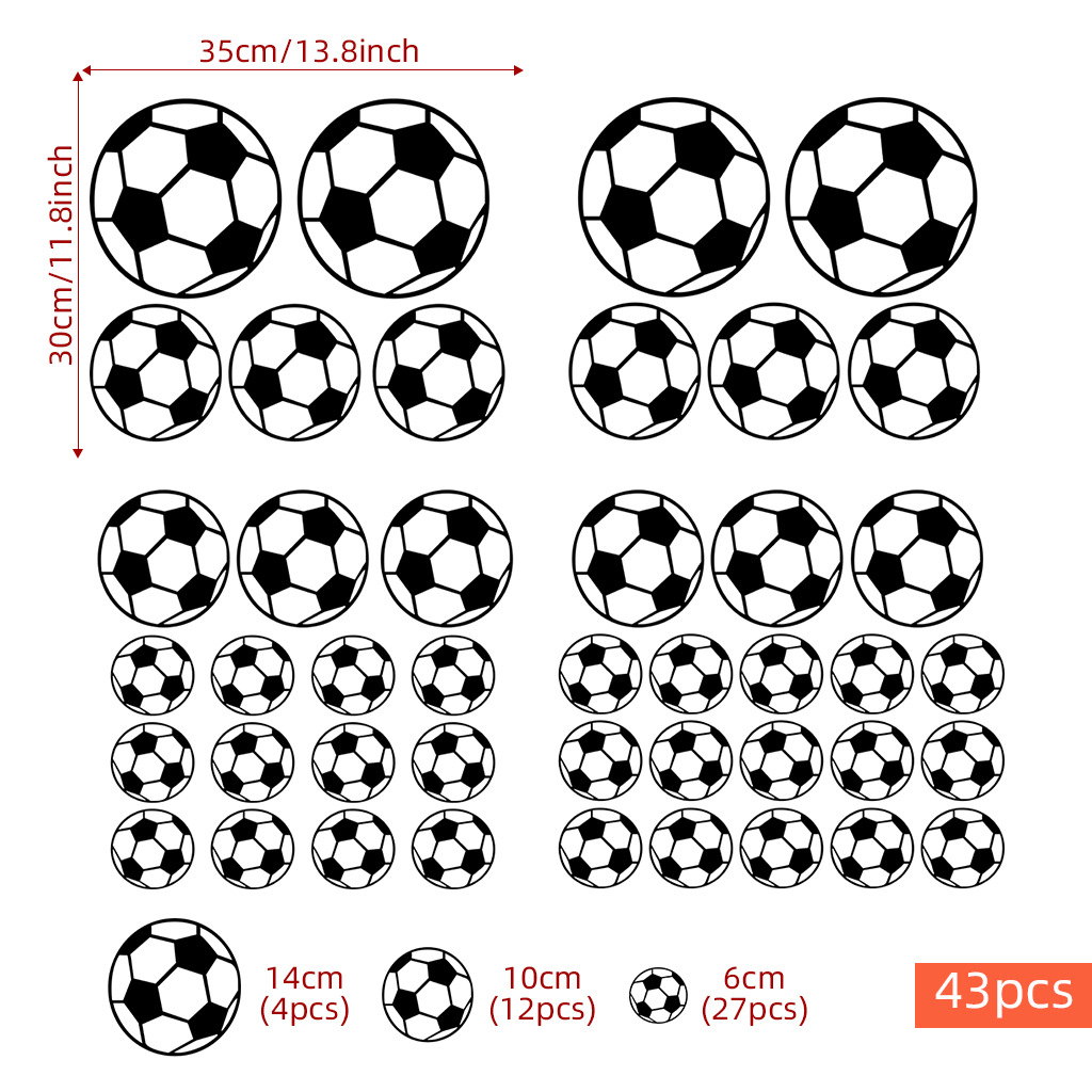 43Pcs Football Wall Stickers F - Baby Nursery Stickers 评论和价格