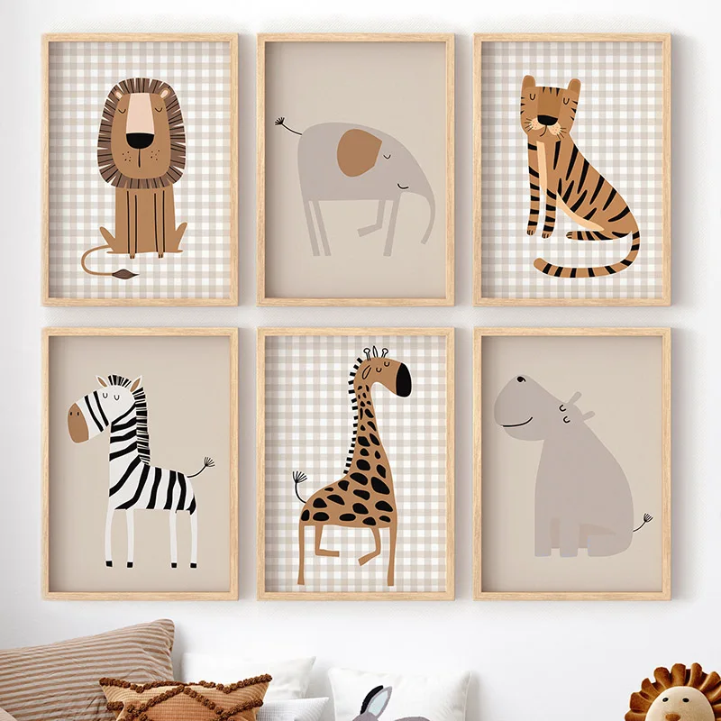 (No frame)Lion Tiger Elephant  - Baby Nursery Frames 评论和价格