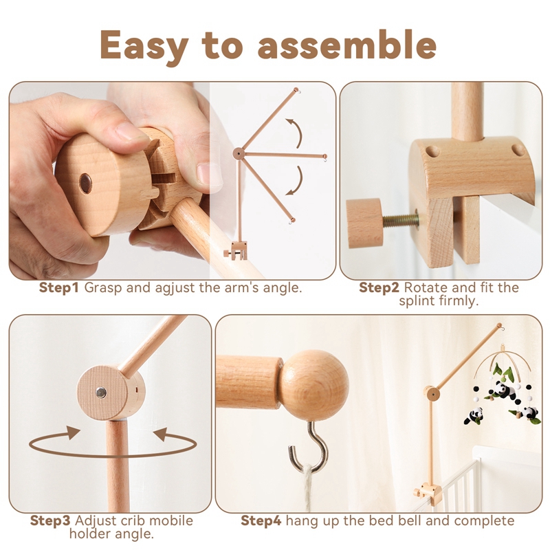 Baby Wooden Bed Bell Bracket M - Crib Mobile Musical 评论和价格