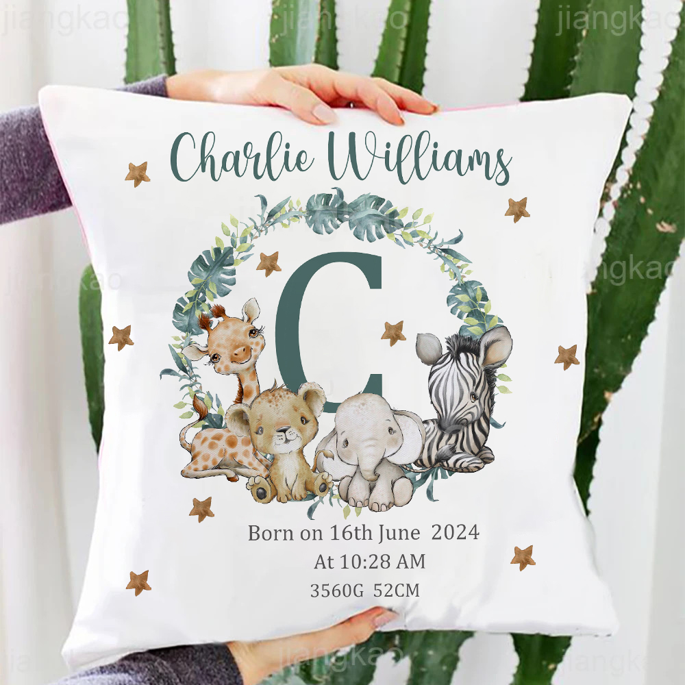 Personalized Safari Animal wit - Baby Nursery Cushion 评论和价格