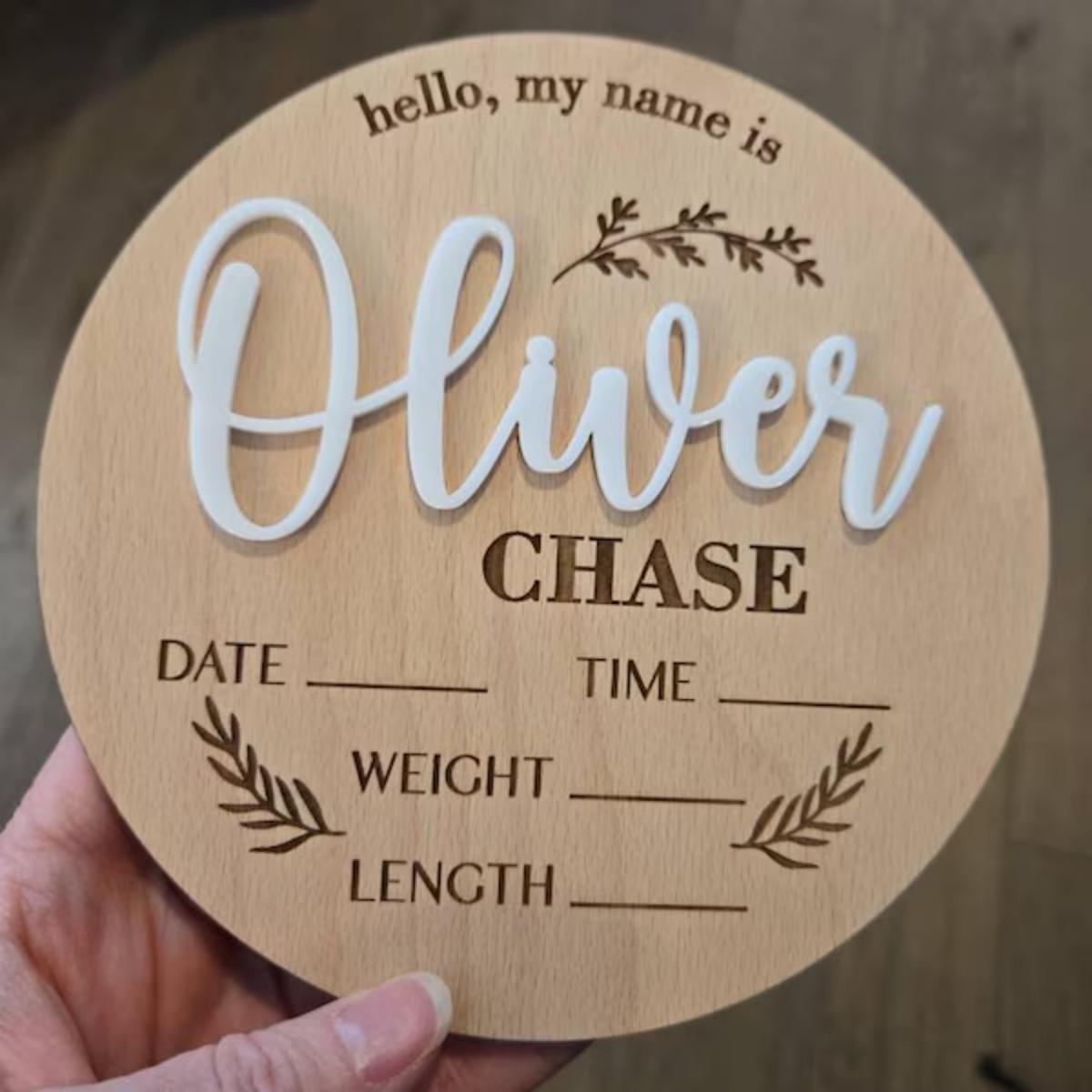 1Pc Custom Baby Announcement S - Baby Nursery Ornaments 评论和价格