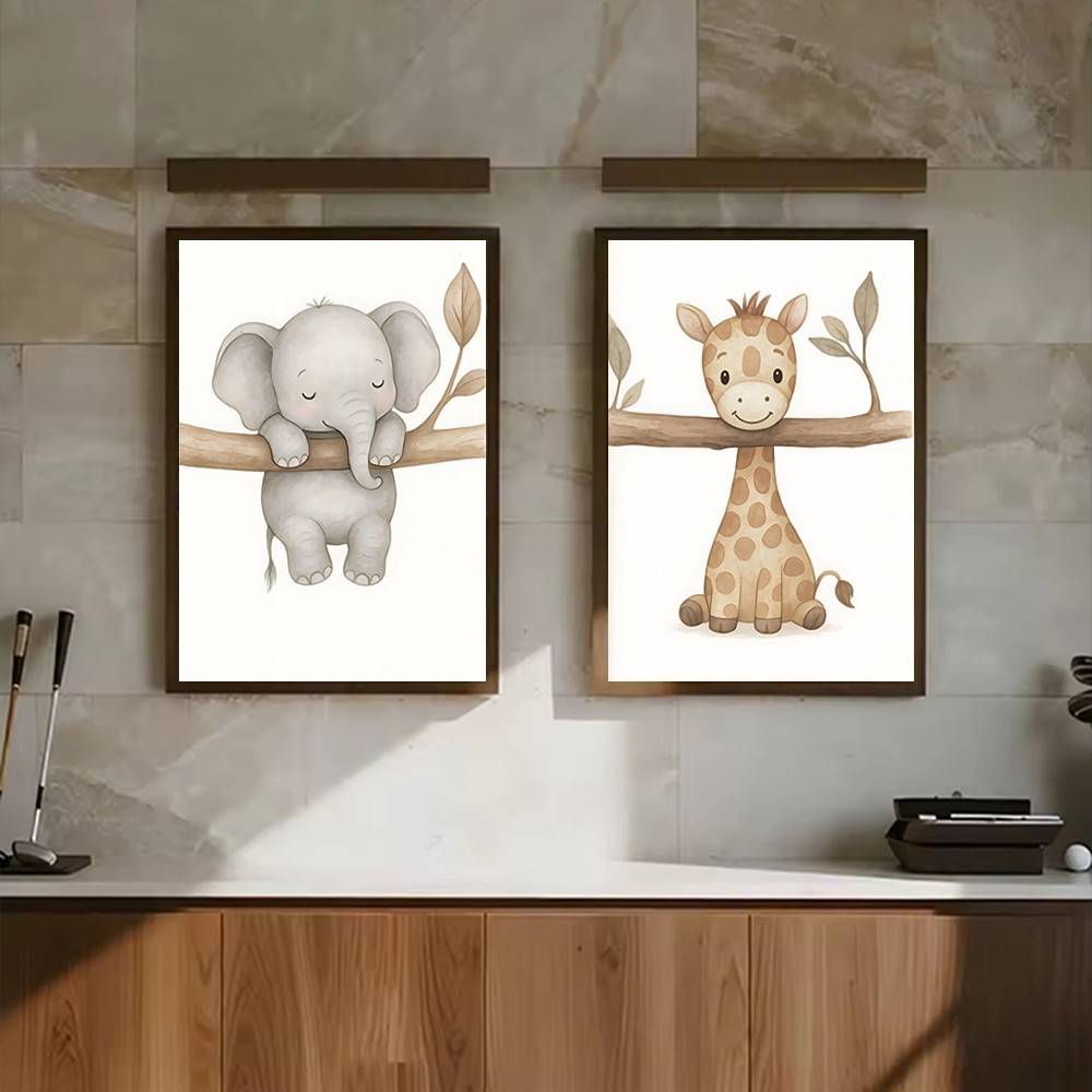 Neutral Boho Safari Baby Anima - Baby Nursery Wallpaper Neutral 评论和价格