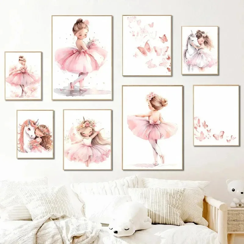 Pink Ballerina Girl Unicorn Bu - Baby Nursery Frames 评论和价格