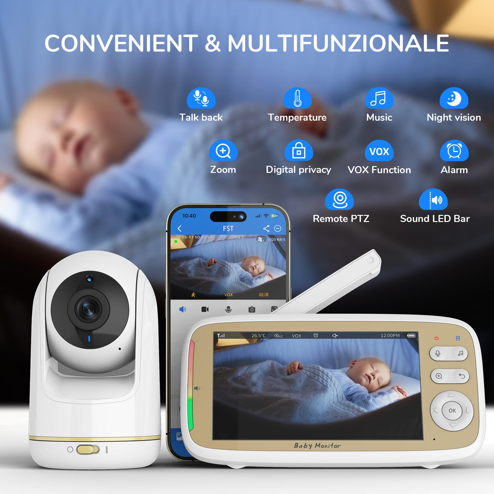 VB803 PRO HD 720P Baby Monitor - Baby Monitor Split Screen 评论和价格