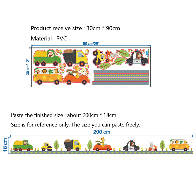 Cartoon Animals Car Wall Stick - Baby Nursery Stickers 评论和价格