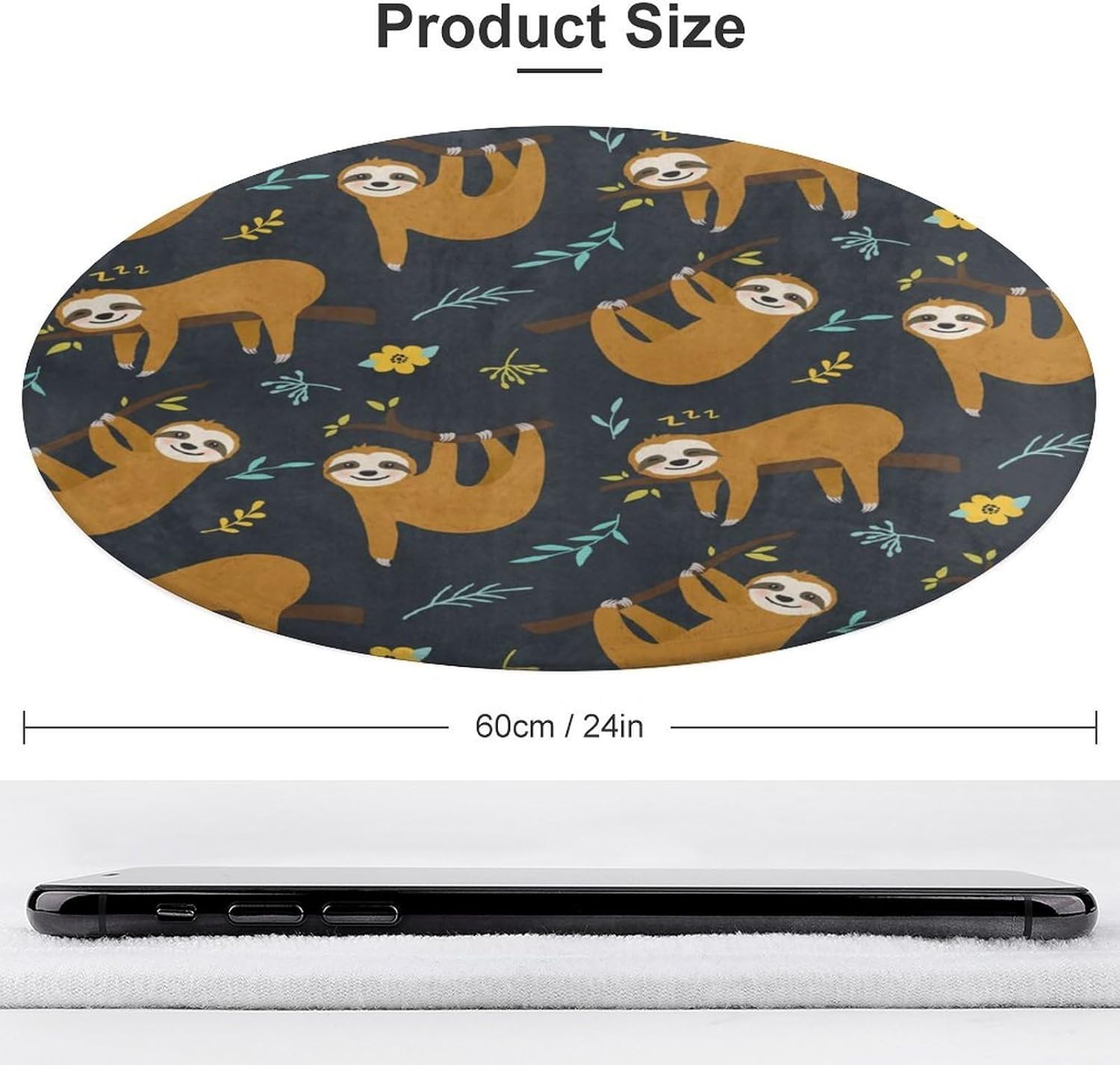 Cute Sloth Jungle Pattern Roun - Baby Nursery Jungle Rug 评论和价格