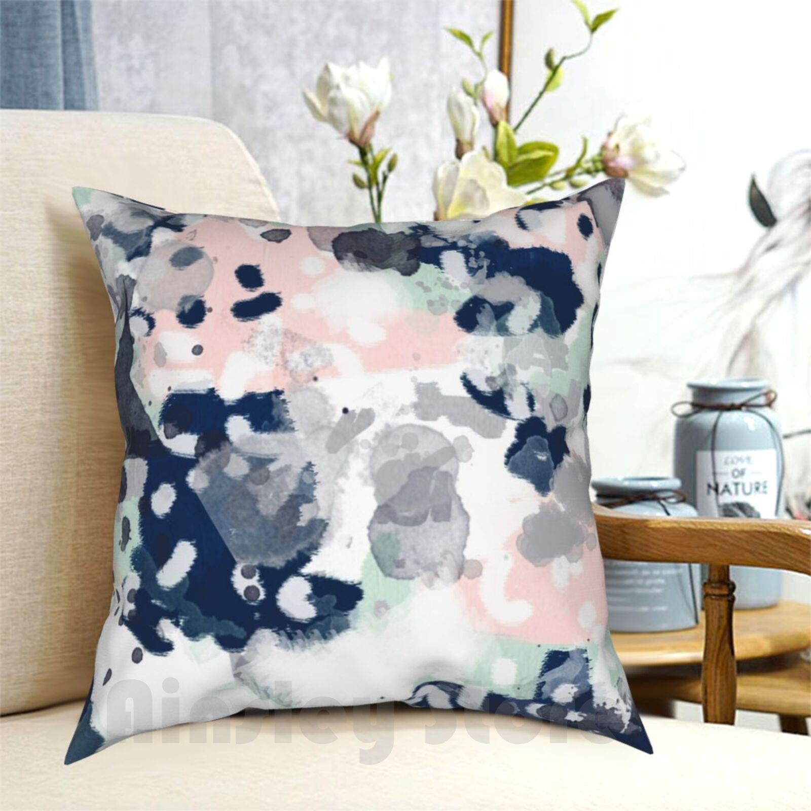 Melia-Abstract Minimal Paintin - Baby Nursery Pillow 评论和价格