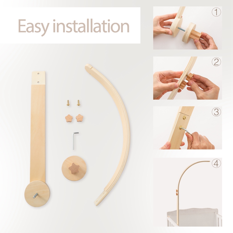 Baby Wooden Bed Bell Bracket M - Crib Mobile Musical 评论和价格