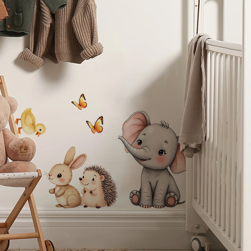 Cartoon Animal Wall Sticker -  - Baby Nursery Stickers 评论和价格