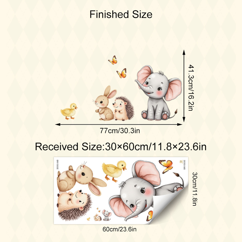 Cartoon Animal Wall Sticker -  - Baby Nursery Stickers 评论和价格