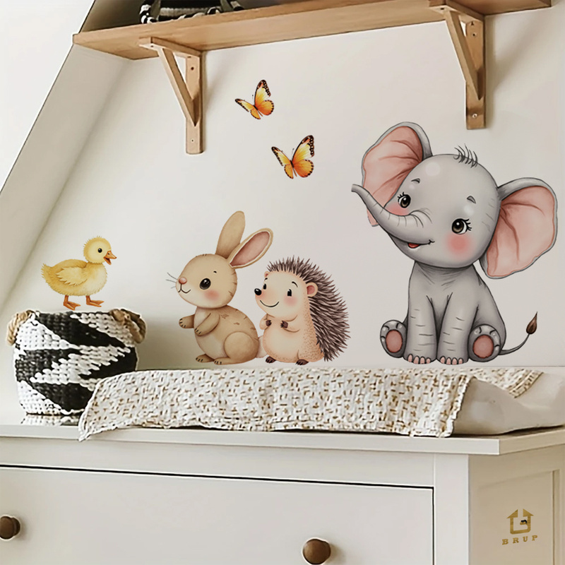 Cartoon Animal Wall Sticker -  - Baby Nursery Stickers 评论和价格