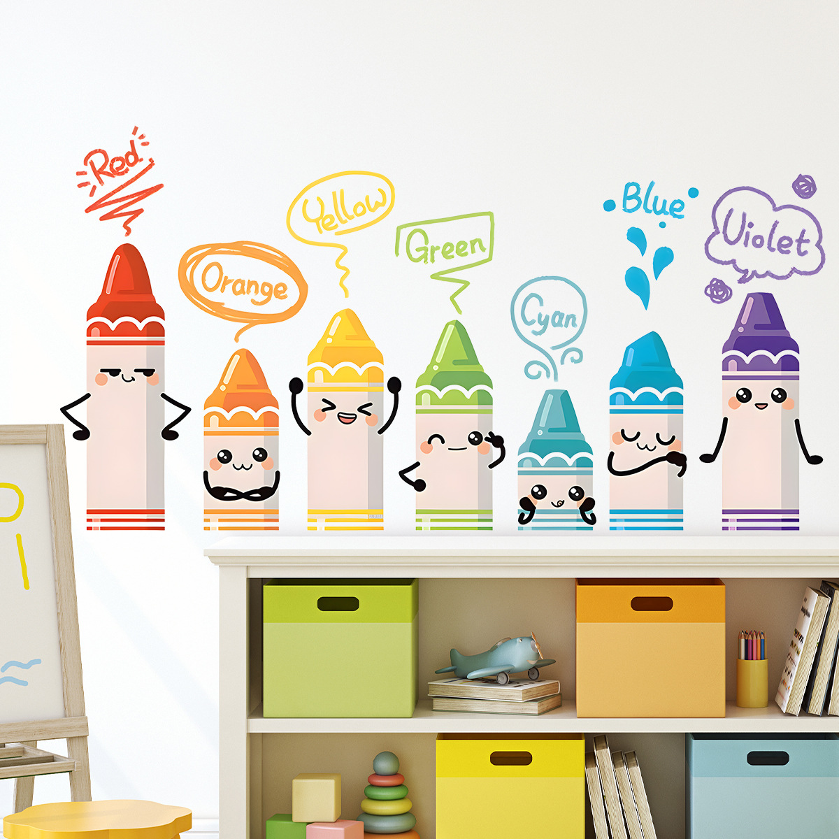 Cartoon Cute Colorful Crayon P - Baby Nursery Stickers 评论和价格