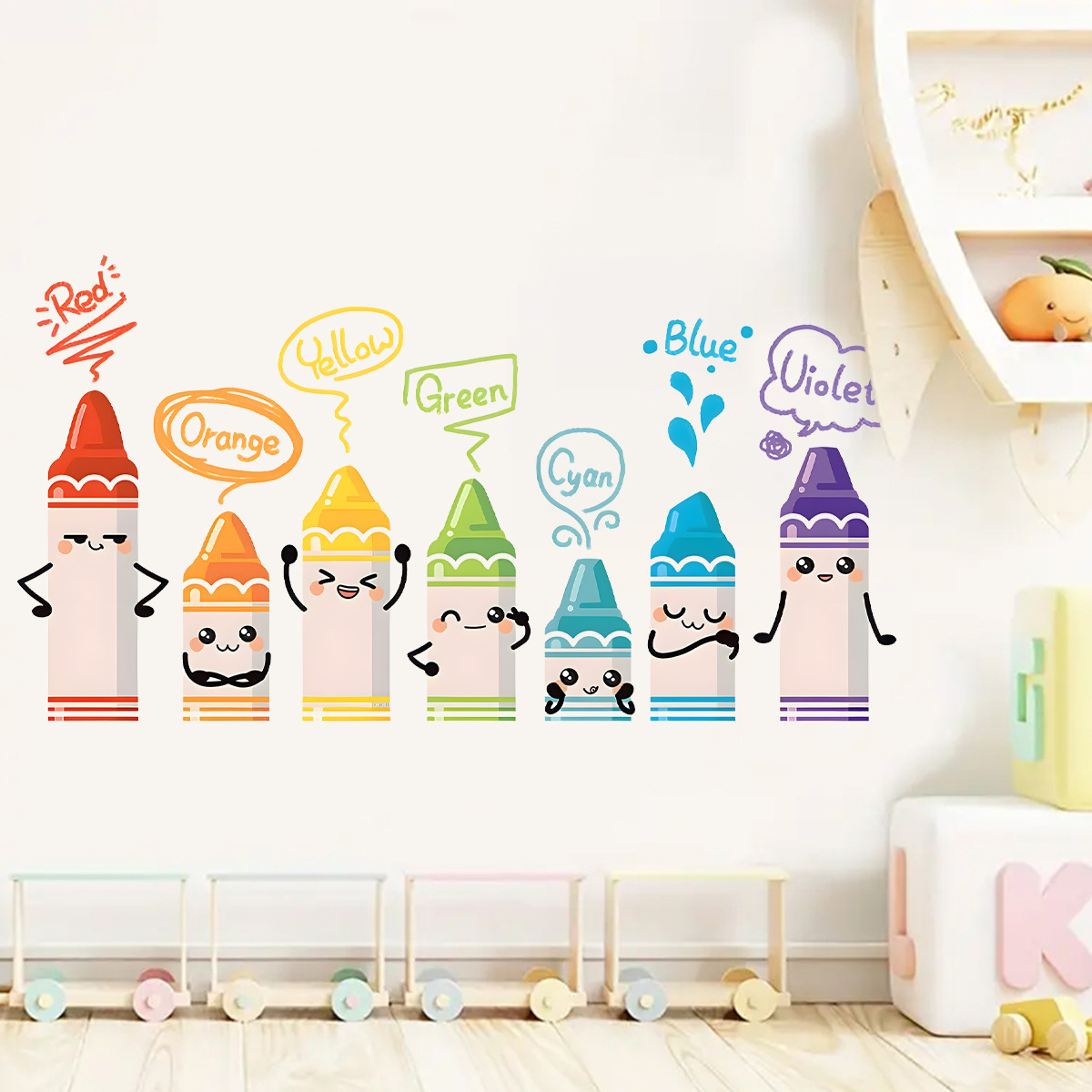 Cartoon Cute Colorful Crayon P - Baby Nursery Stickers 评论和价格