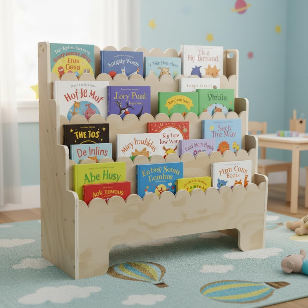 Kids Bookshelf 4-Tier, Natural - Baby Nursery Books 评论和价格