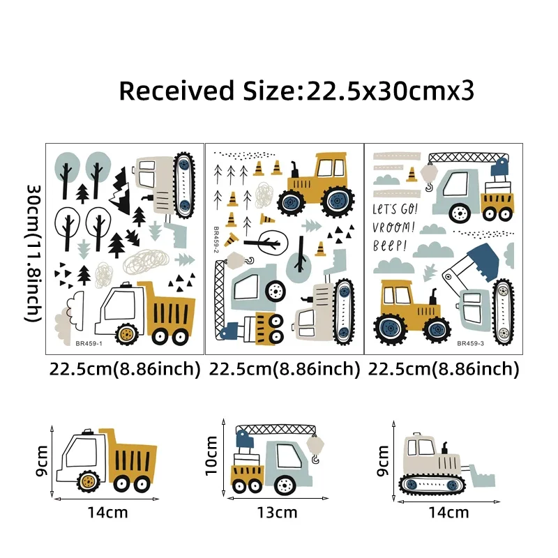 Hand Drawn Cute Cars Cargo Tru - Baby Nursery Stickers 评论和价格