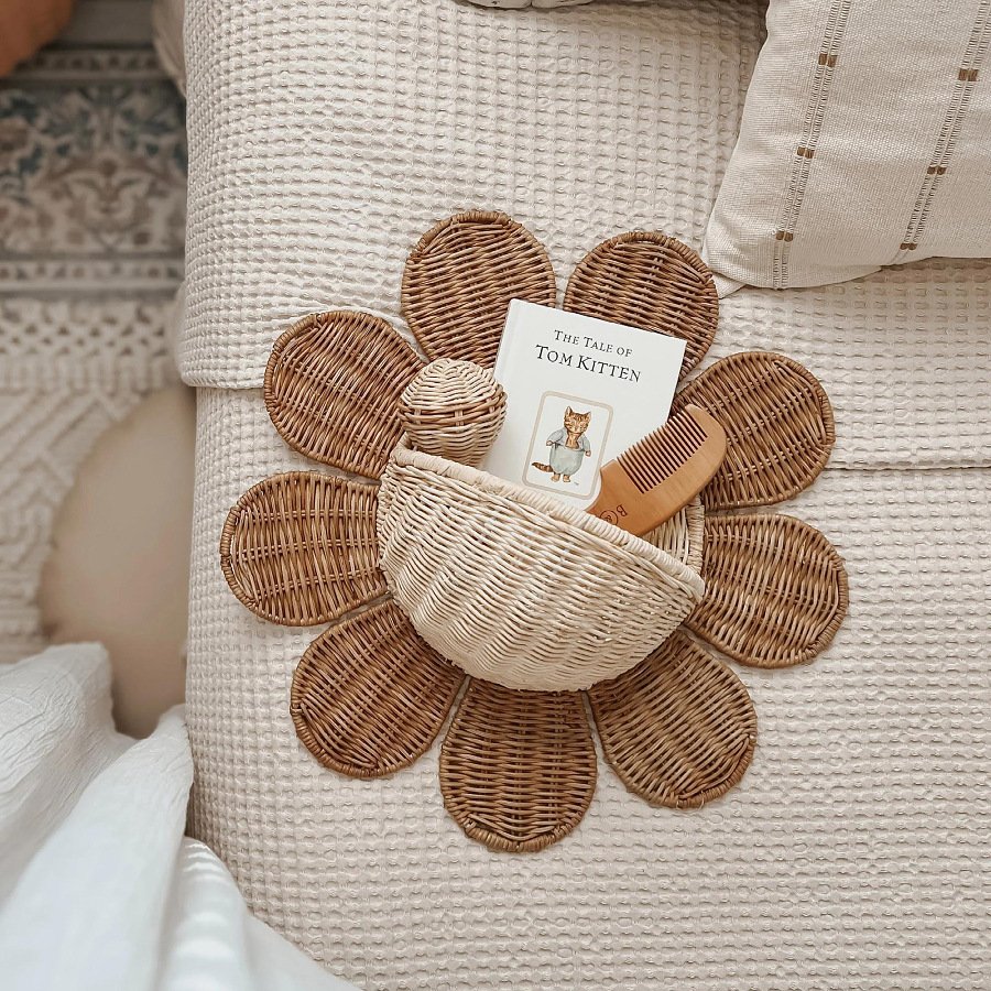 Nordic Sun Flower Hand-woven R - Baby Nursery Basket 评论和价格