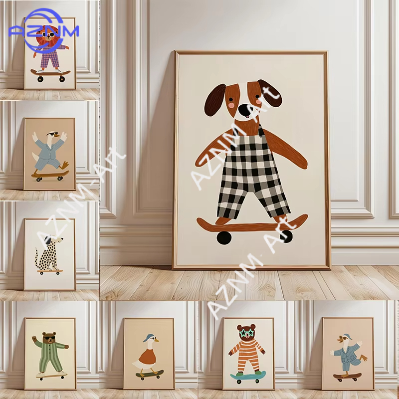 1PC Funny Animal Skateboarding - Baby Nursery Ornaments 评论和价格
