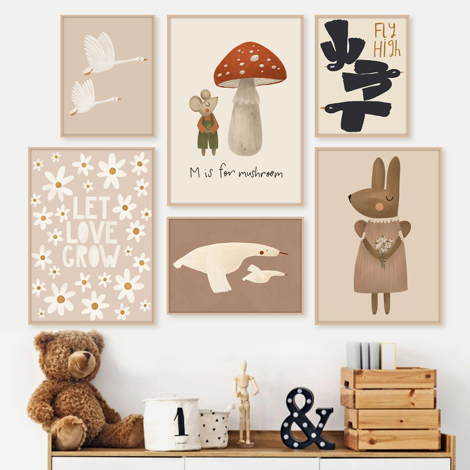 Boho Cartoon Rabbit Mouse Goos - Baby Nursery Frames 评论和价格
