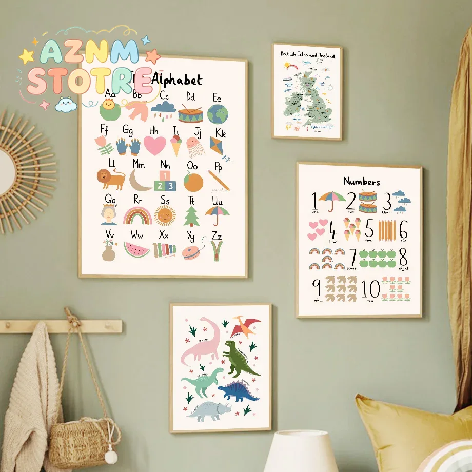 Animal World Map Dinosaur Alph - Baby Nursery Ornaments 评论和价格