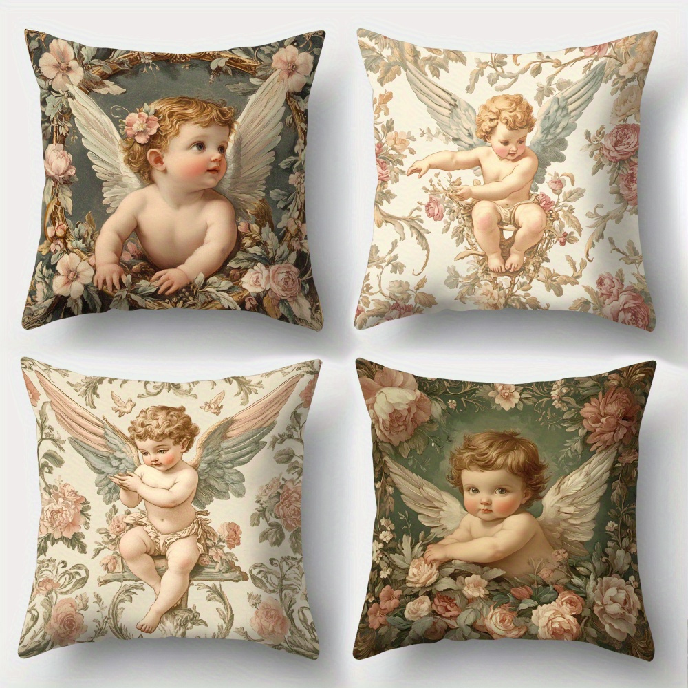 Printed Angel Floral Pillow Co - Baby Nursery Pillow 评论和价格