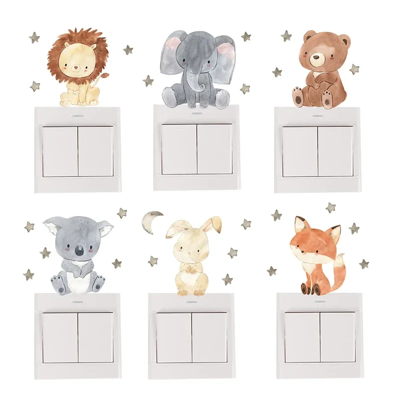 1/2/4/6set Cartoon Animals Wal - Baby Nursery Stickers 评论和价格