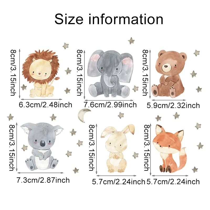 1/2/4/6set Cartoon Animals Wal - Baby Nursery Stickers 评论和价格