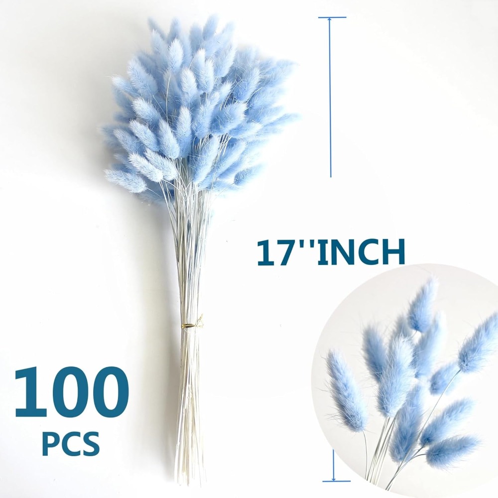100PCS Blue Hare's-tail Grass  - Baby Nursery Ornaments 评论和价格