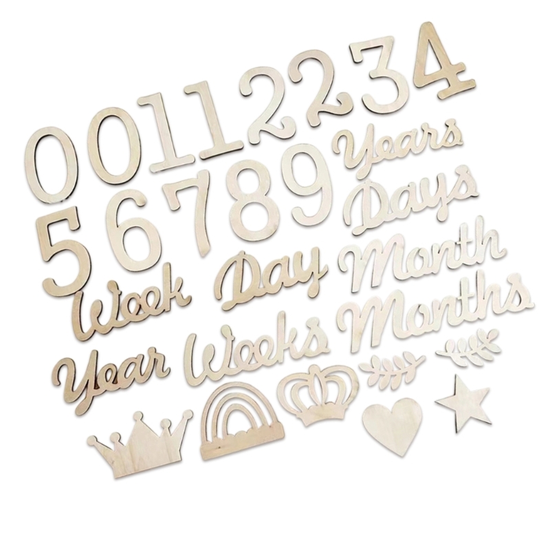 Wooden Milestones Number and W - Baby Nursery Age 评论和价格