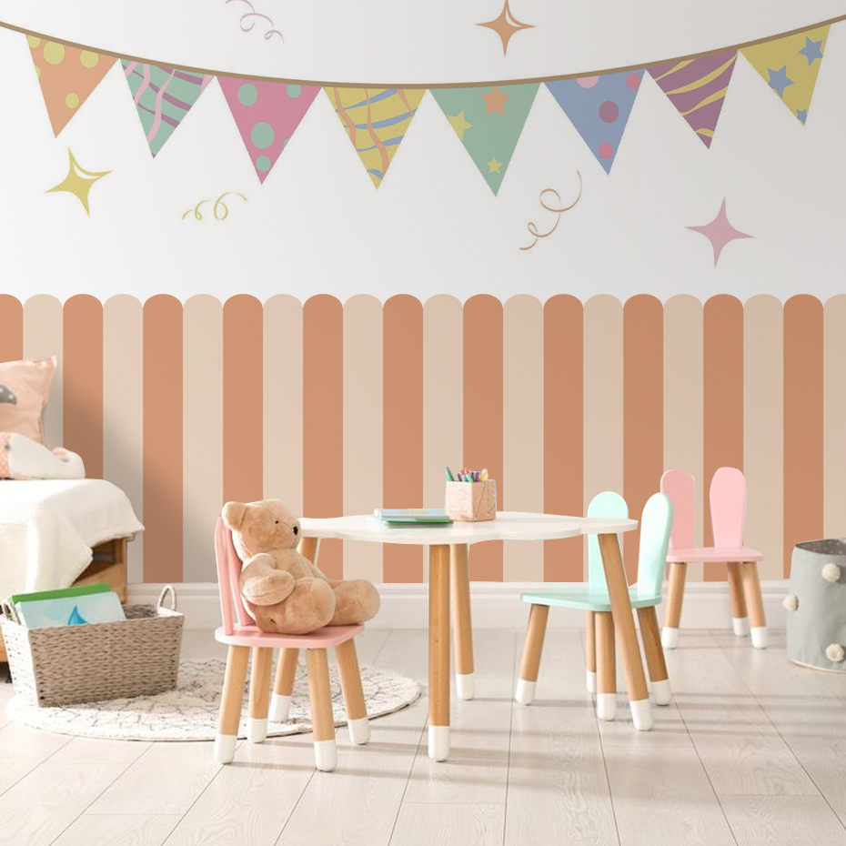 Multicolor Vertical Striped Ar - Baby Nursery Stickers 评论和价格