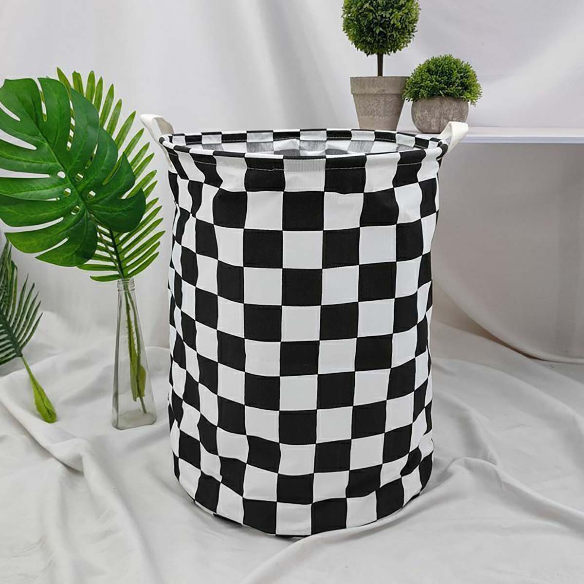 Modern Plaid Canvas Storage Ba - Baby Nursery Basket 评论和价格