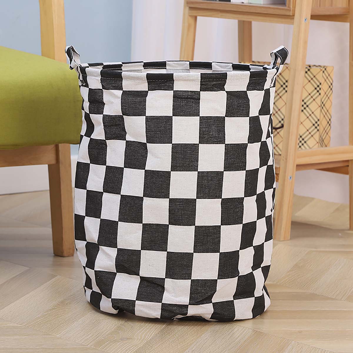 Modern Plaid Canvas Storage Ba - Baby Nursery Basket 评论和价格