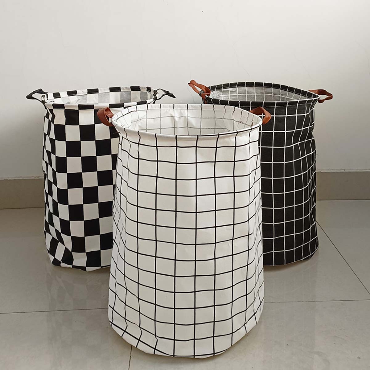 Modern Plaid Canvas Storage Ba - Baby Nursery Basket 评论和价格